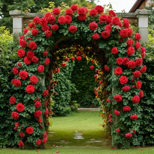 Роза плетистая Алый Триумф купить по цене от 319р. в интернет-магазине «Посадика» с доставкой почтой в в Новомосковске и по всей России – [изображение №1].